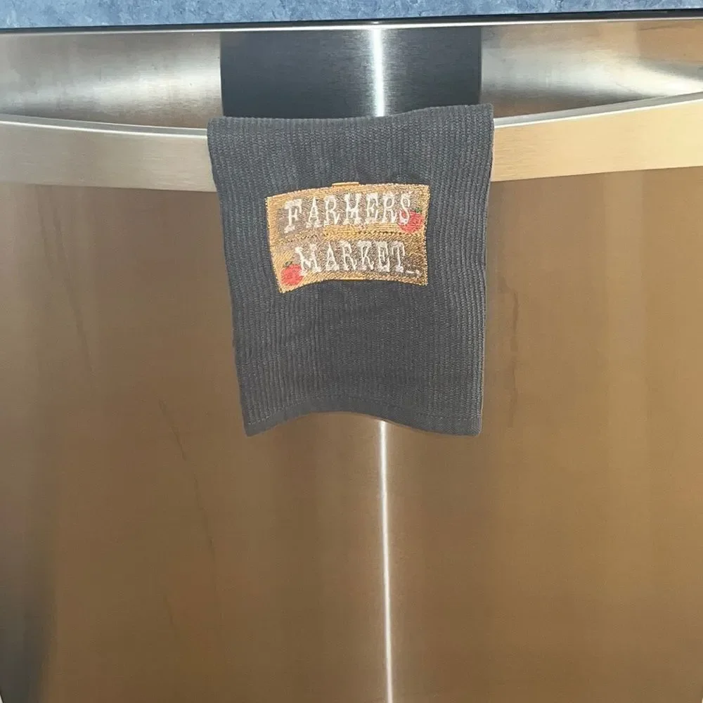 Gray Cotton “Farmers Market Sign” Kitchen Bar-Mop 18” by 16”
